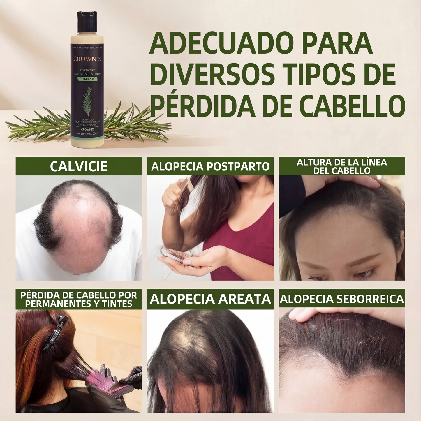Champú orgánico de romero para el crecimiento del cabello